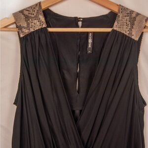 Alice & Trixie Black Jumpsuit with Gold Accents & Snake skin